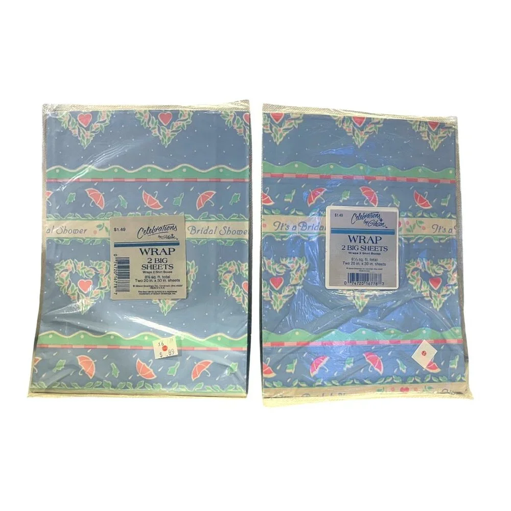 Vintage Celebrations by Gibson Wrapping Paper NEW 2 Packages Bridal Shower